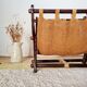 Foldable magazine rack in wood and jute fabric - brutalist