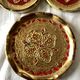 Set of six coasters with small plate