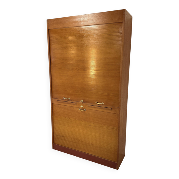 Cabinet, secrétaire tambour en chêne, Allemagne 1960