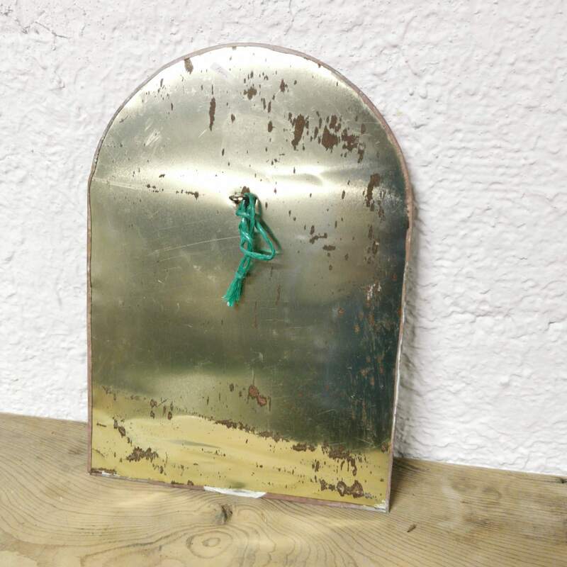 Brass half-moon mirror