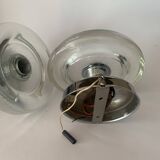 Pair of Mid-Century Wall Sconces in Glass and Chrome