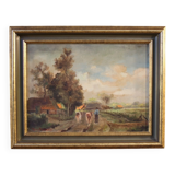 20th century Flemish bucolic landscape painting