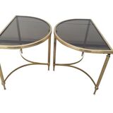 Set de 2 tables basses vintage en laiton, 1970
