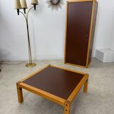 Old beech coffee table Flototto design from the 70s vintage