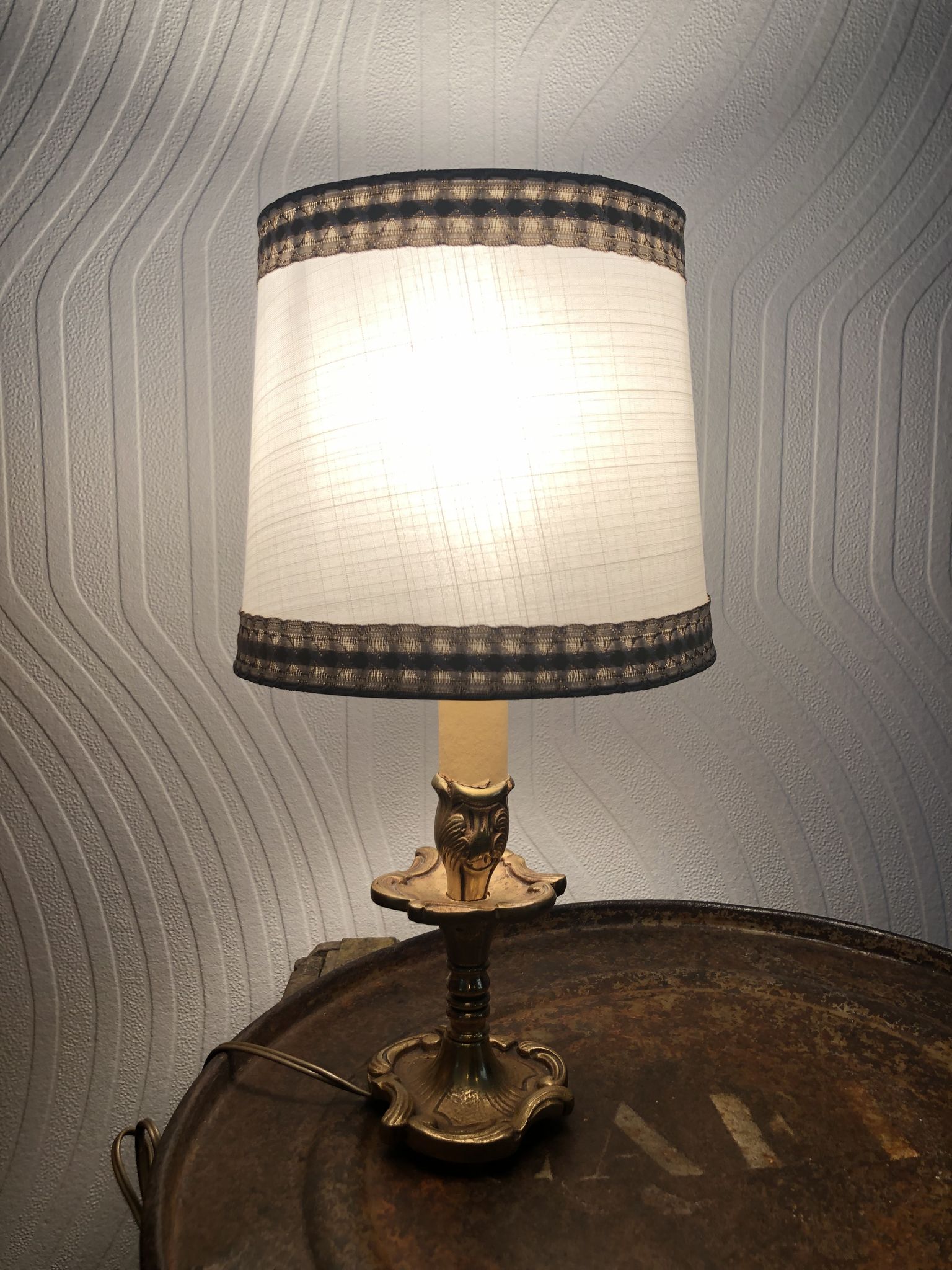 Lampe de chevet Vintage pied en laiton massif année 60