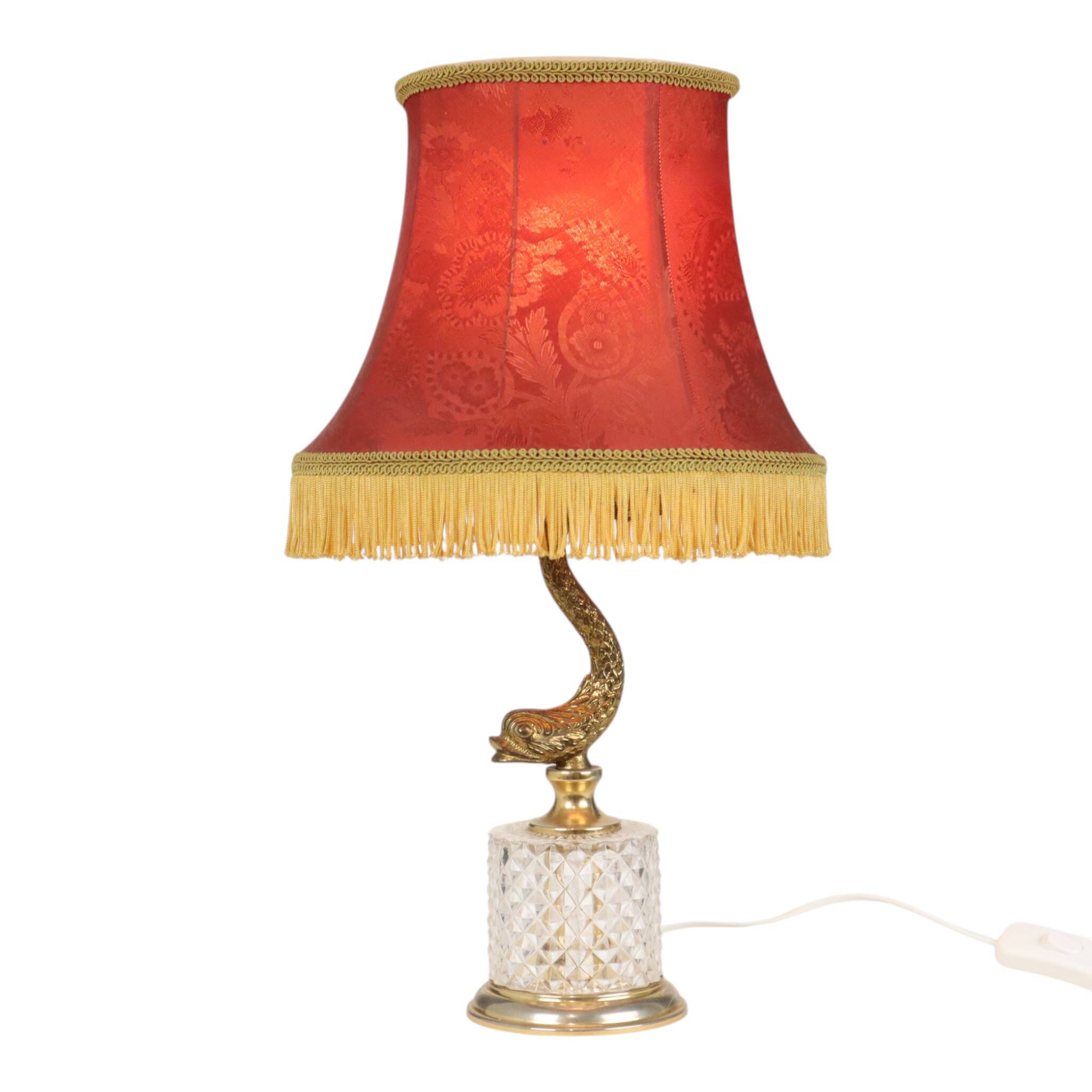 Vintage Brass Table Lamp Mythical Dolphin 45cm