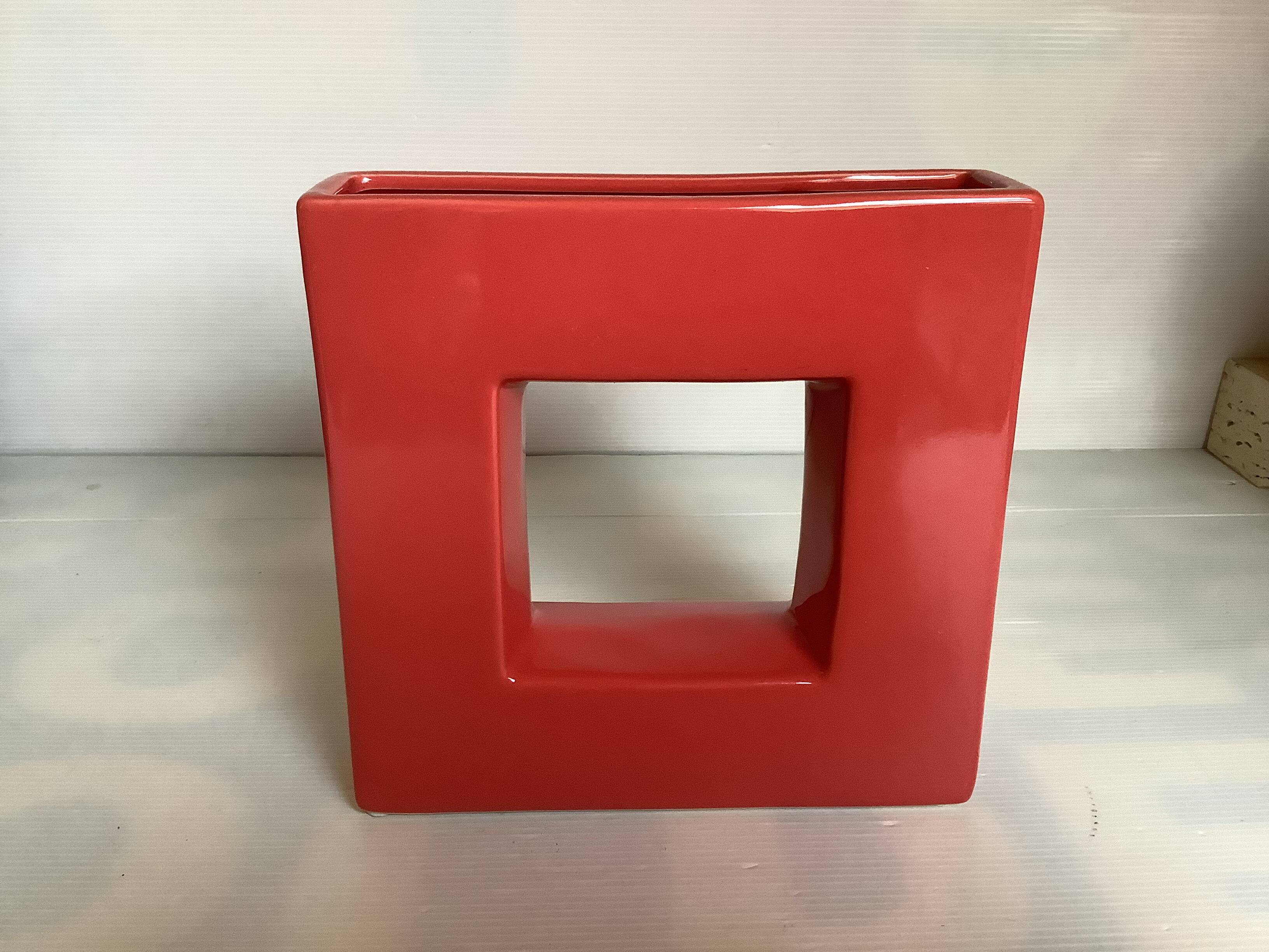 Large cubic coral vase