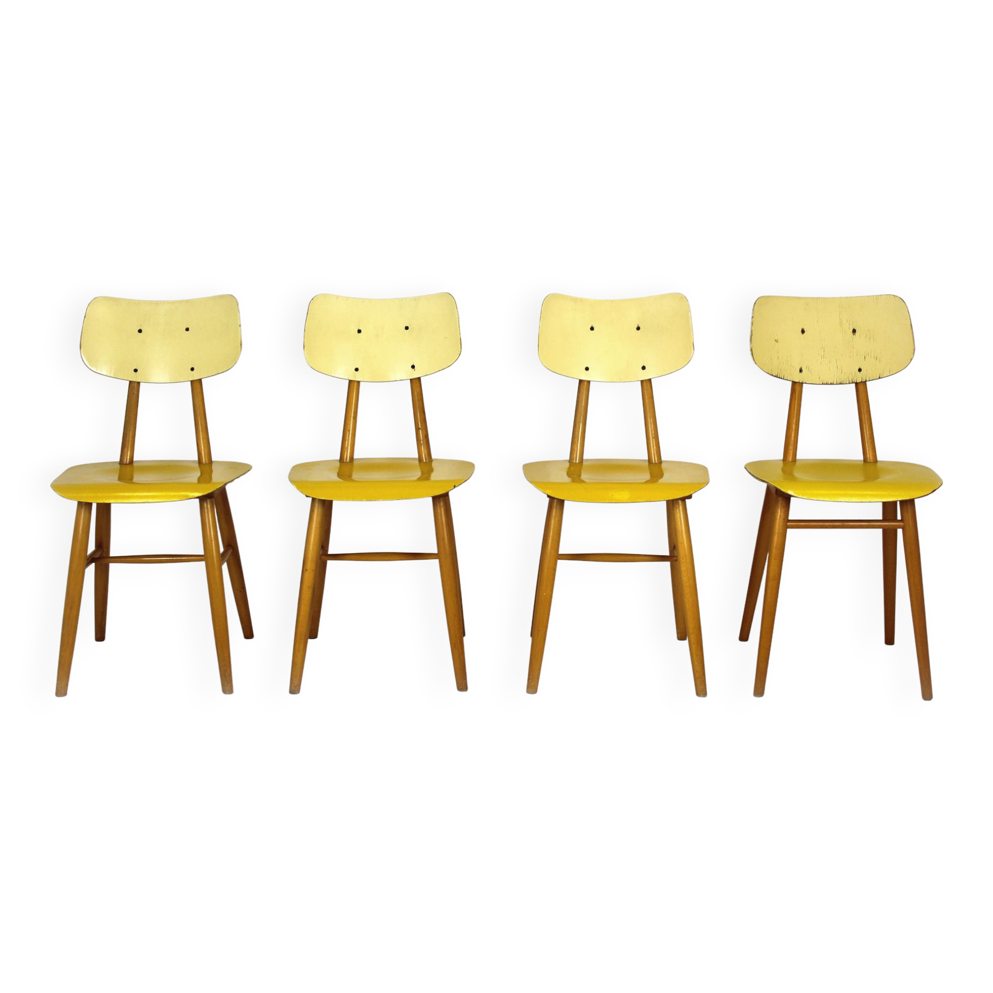 Set of 4 vintage wooden dining chairs from Ton 1960s