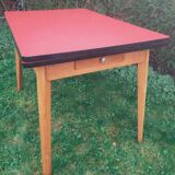 Dining table formica red foot wood