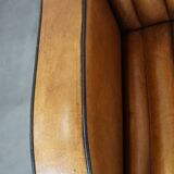 Art Deco design 2.5-seater sheep leather sofa