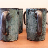 6 glass enamelled ceramic cups by Henry Simon