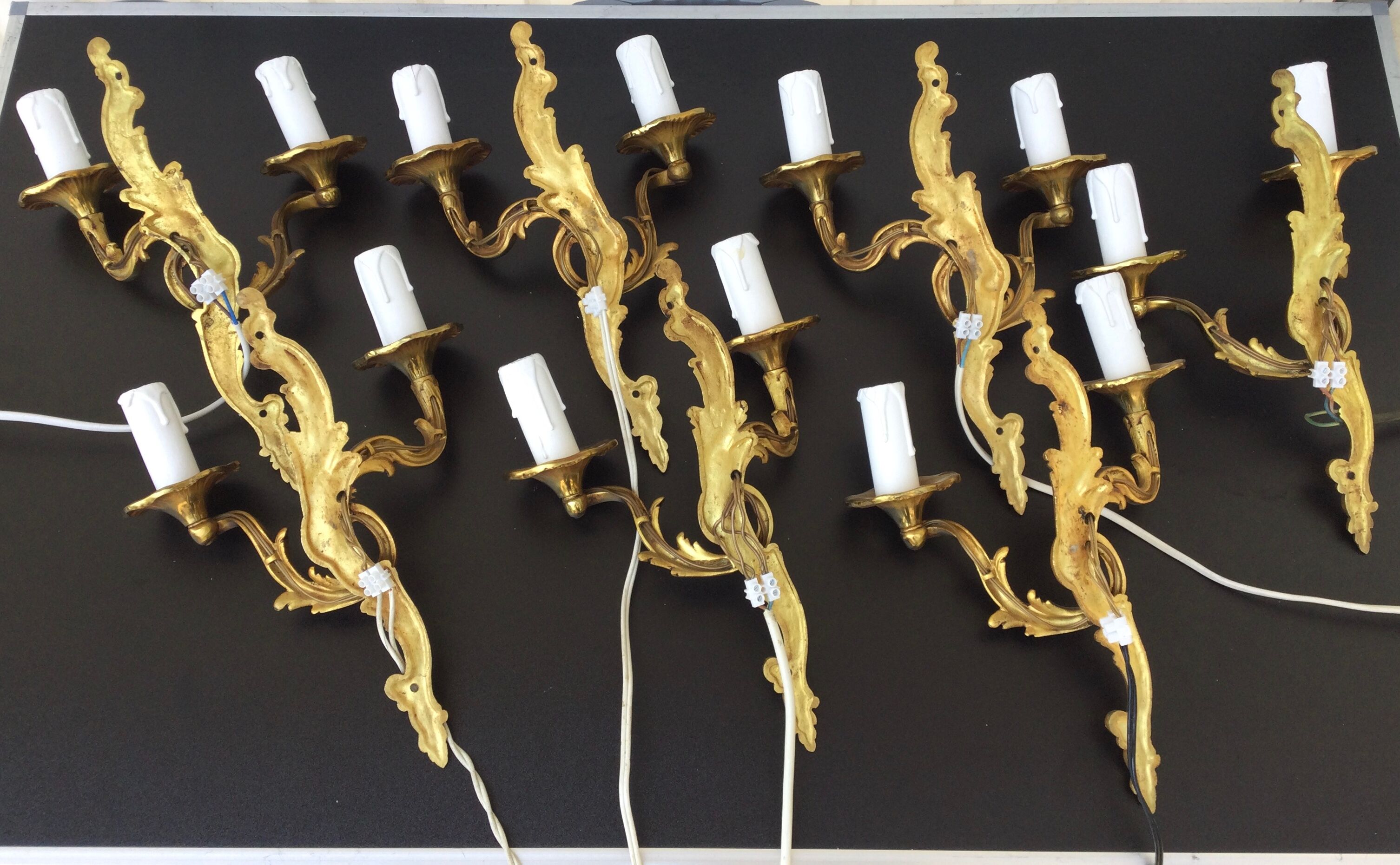 7 Bronze Wall Lamps 2 lights