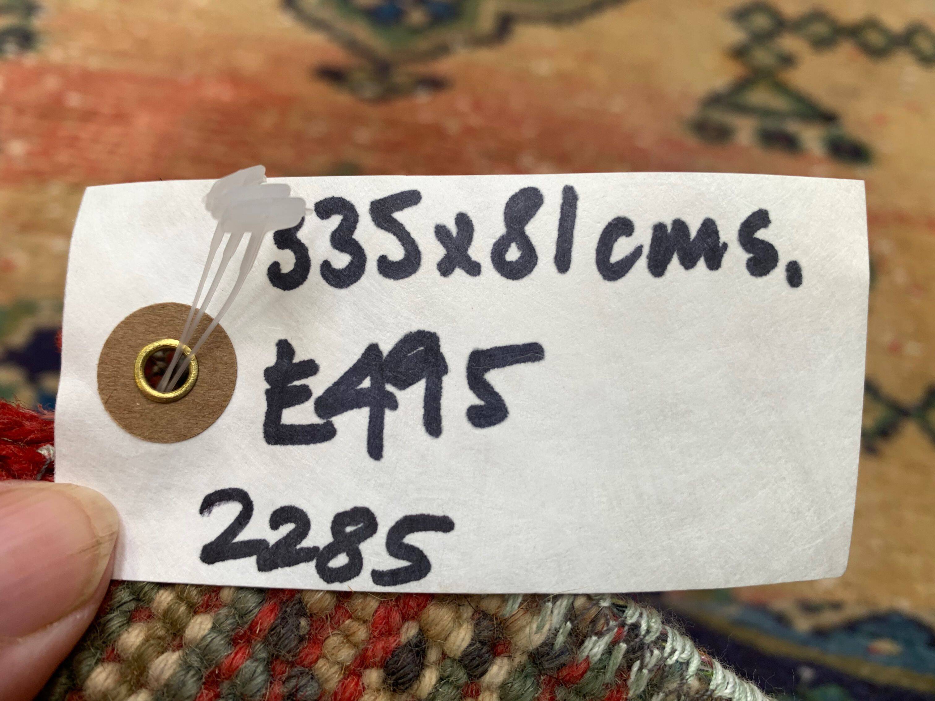 Distressed Turkish Runner 335x81 cm wool Vintage Tribal Rug