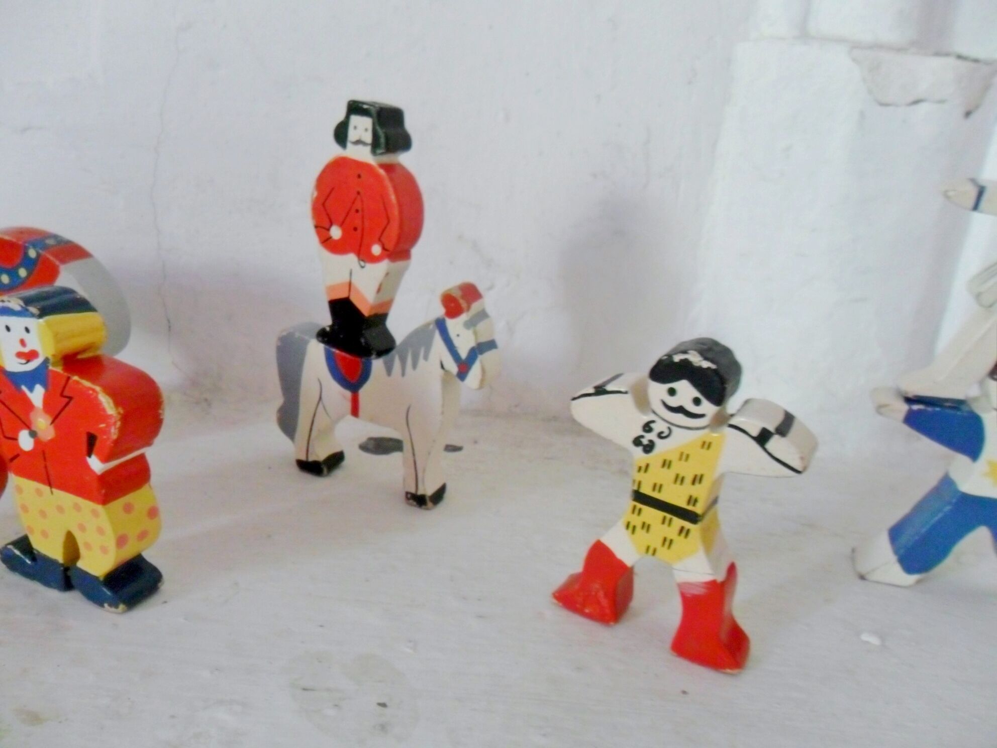 Vintage circus with wooden subjects