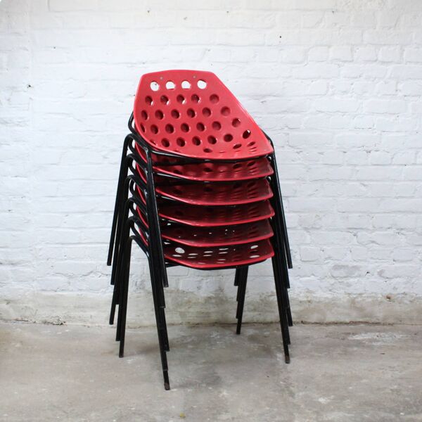 Set de 6 chaises ''Deauville'' par Pierre Guariche pour Meurop