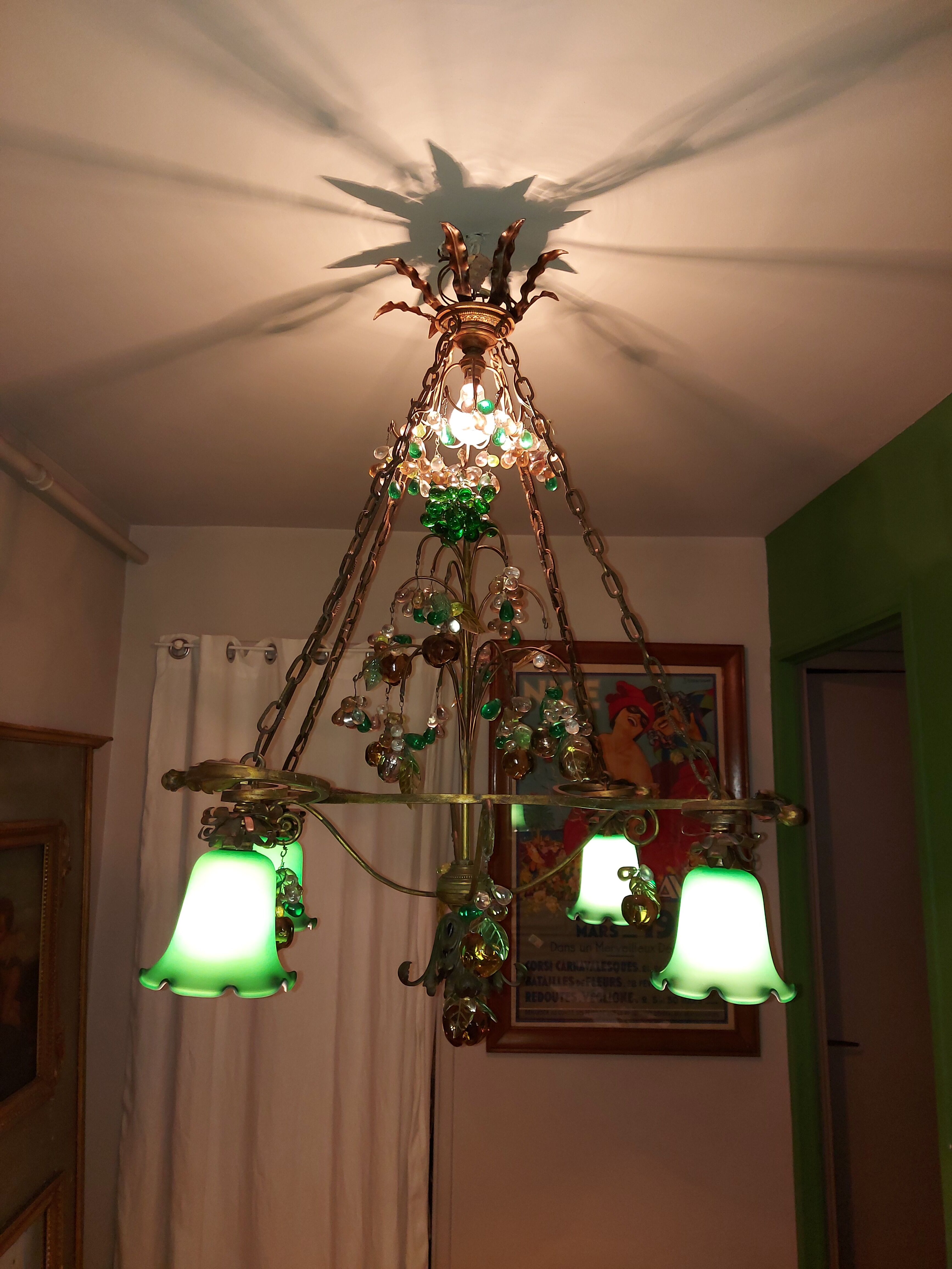 Very large art nouveau chandelier Murano (1 meter)