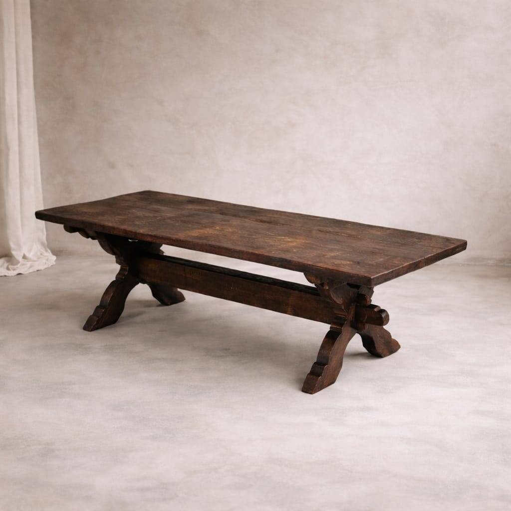 Table basse en chêne antique néerlandais, années 1800