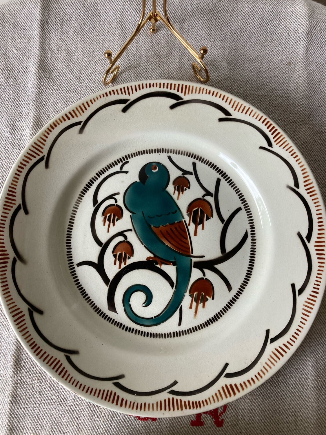 Ironstone plates, K&G Luneville, parakeet model.