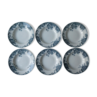 Set of 6 Marie Louise hollow plates, Moulin des Loups - Hamage