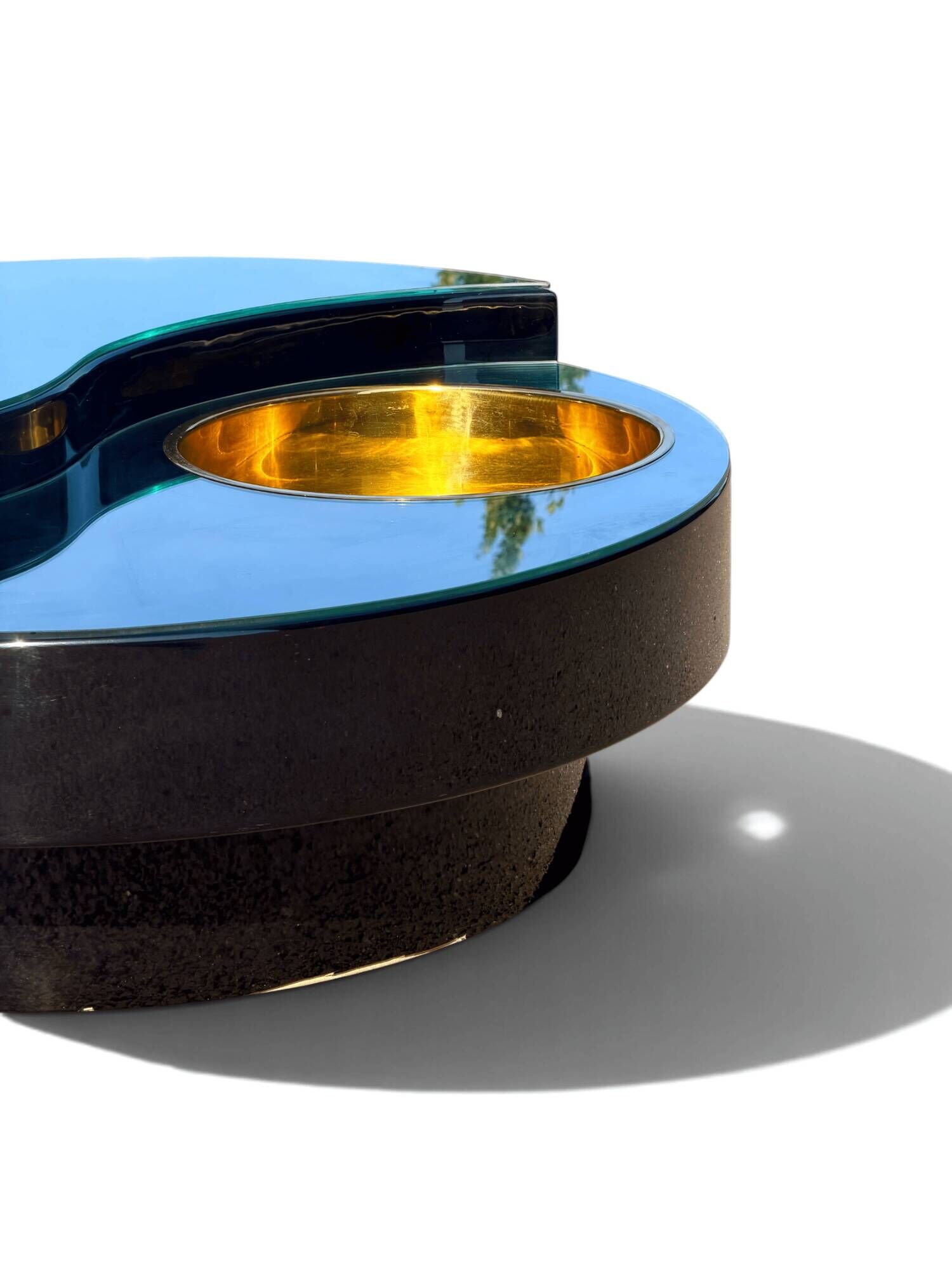 Rotating coffee table Yin Yang by Willy Rizzo, brass, 1970s