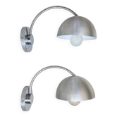 Pair of vintage seventies chrome metal and aluminum wall lights