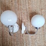 pair of white opaline ball wall. light