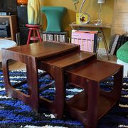 Set of three nesting coffee tables, 1970, dark wood