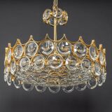 Brass and crystal chandelier designed by Sciolari for Palwa, Germany, 1970s.