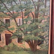 Peinture à l’huile vintage, signée Martínez, 1950