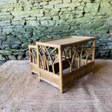 Set of two rattan and wicker nesting tables