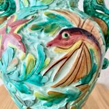 Spanish ceramic vase aquatic decoration