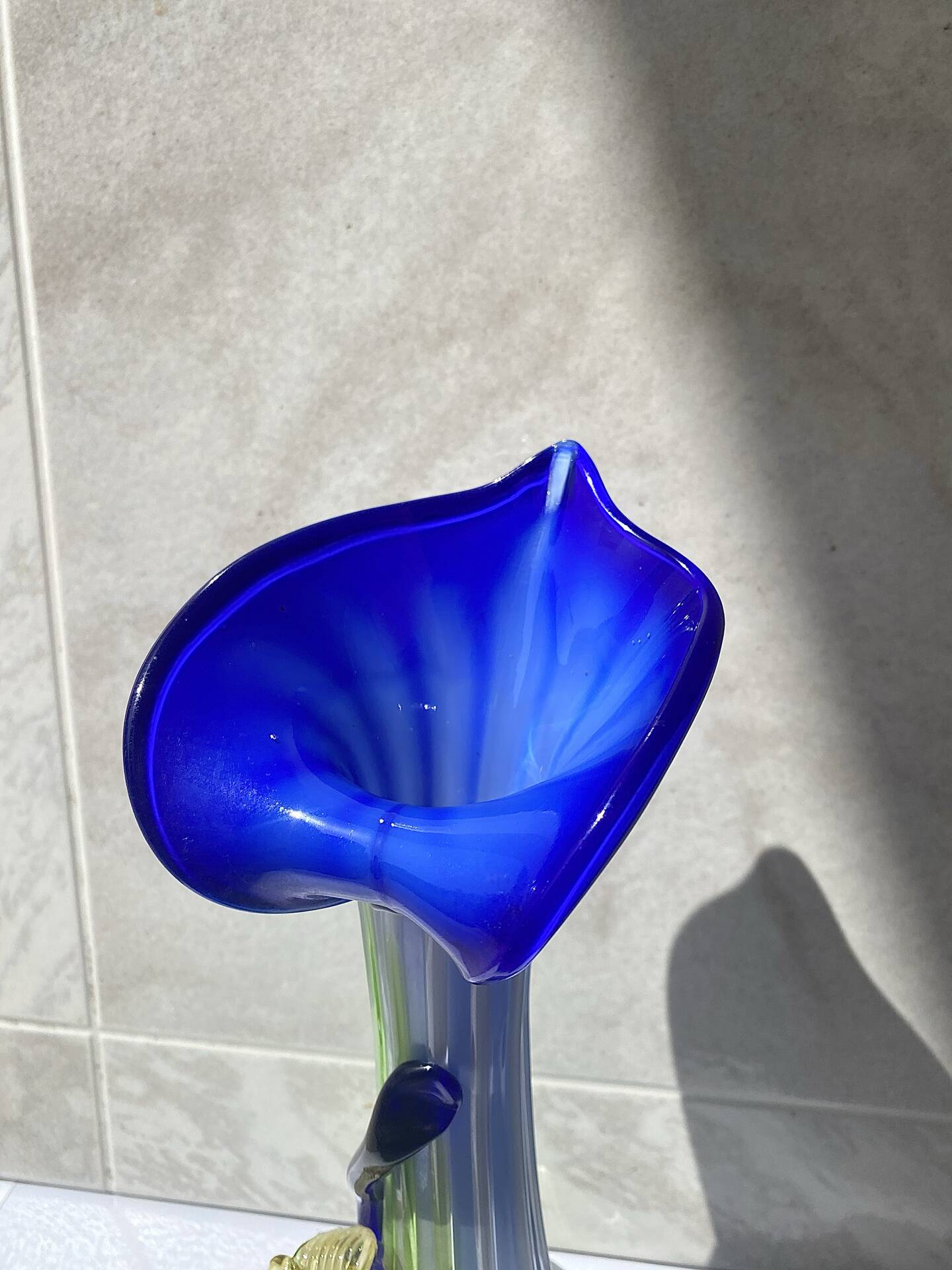 Large blown Murano glass vase with floral decoration.