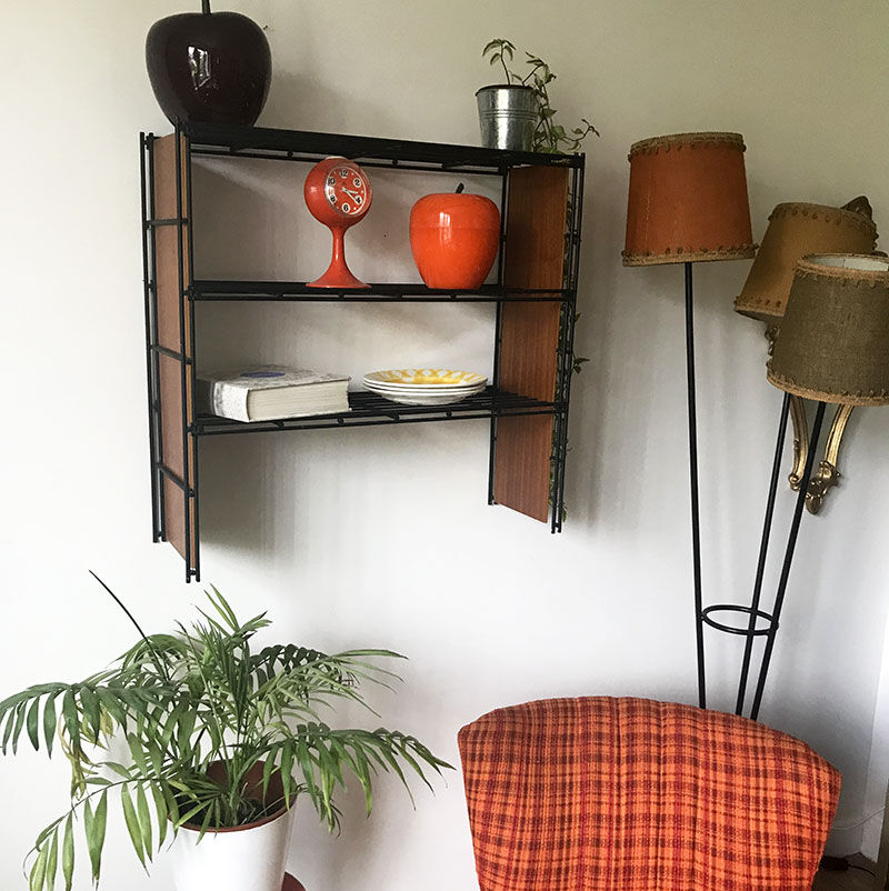 Wooden and metal shelf