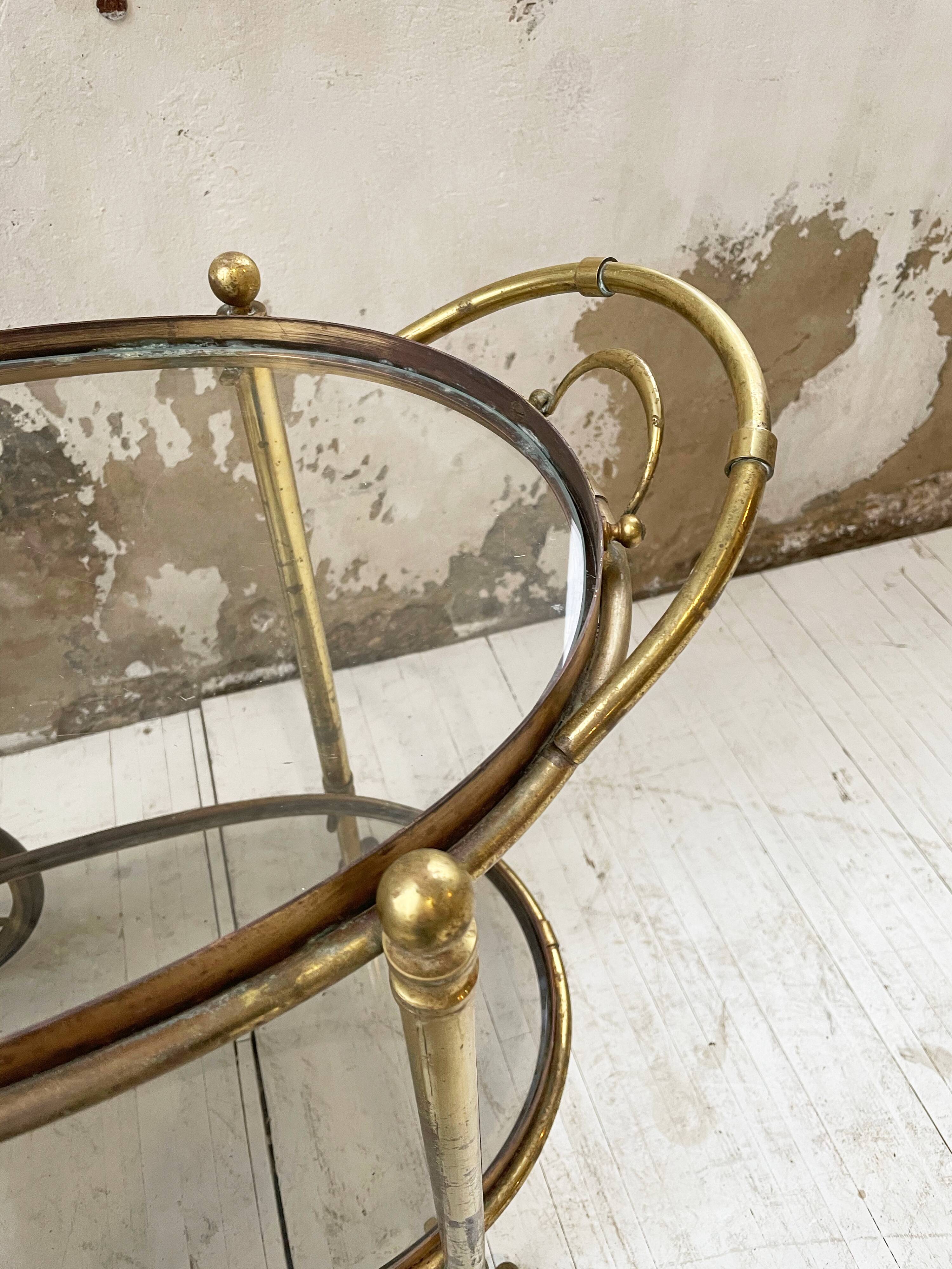 Cart serves brass bar