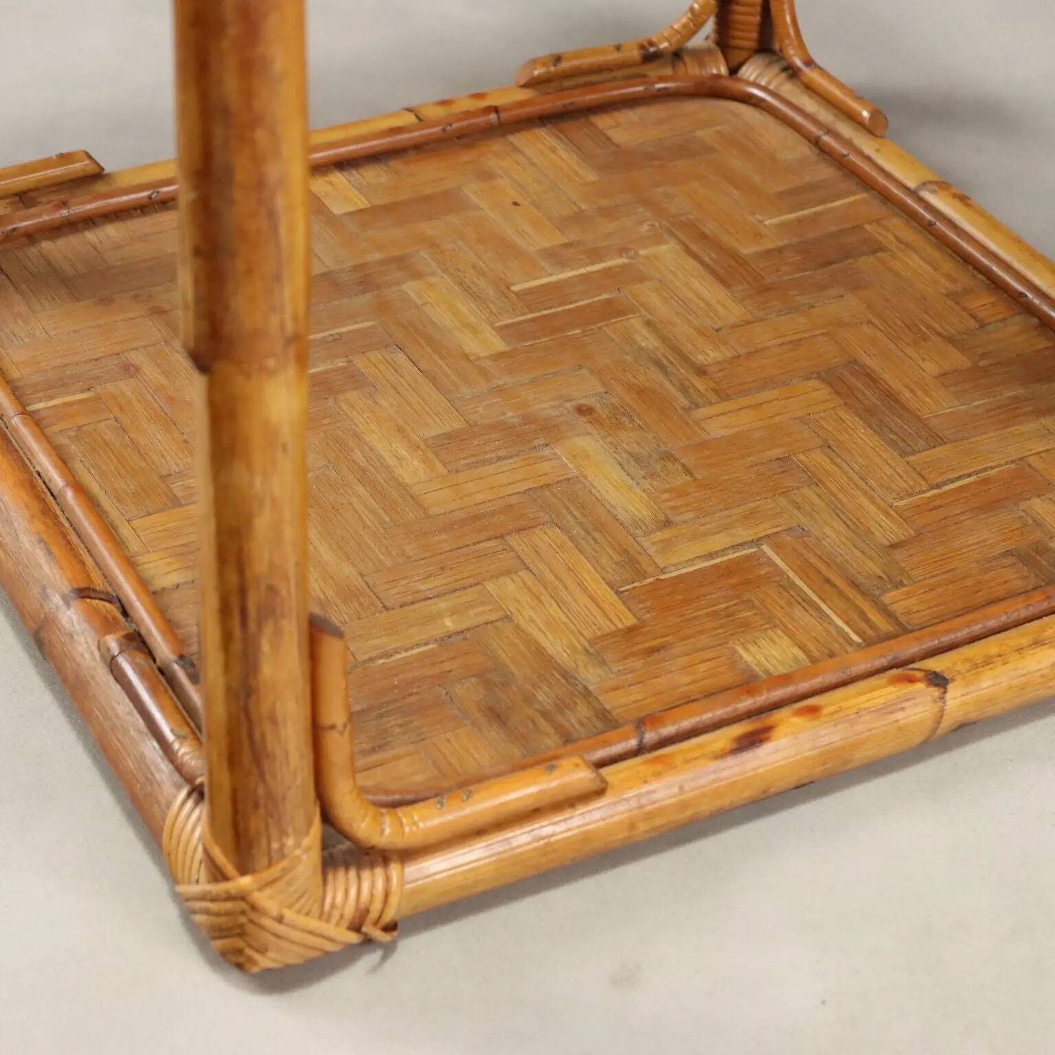 Vintage coffee table in wicker and bamboo, Italy, 1970s-1980s.