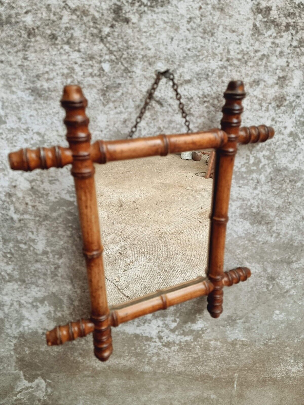 Vintage mirror faux bamboo 39x44cm