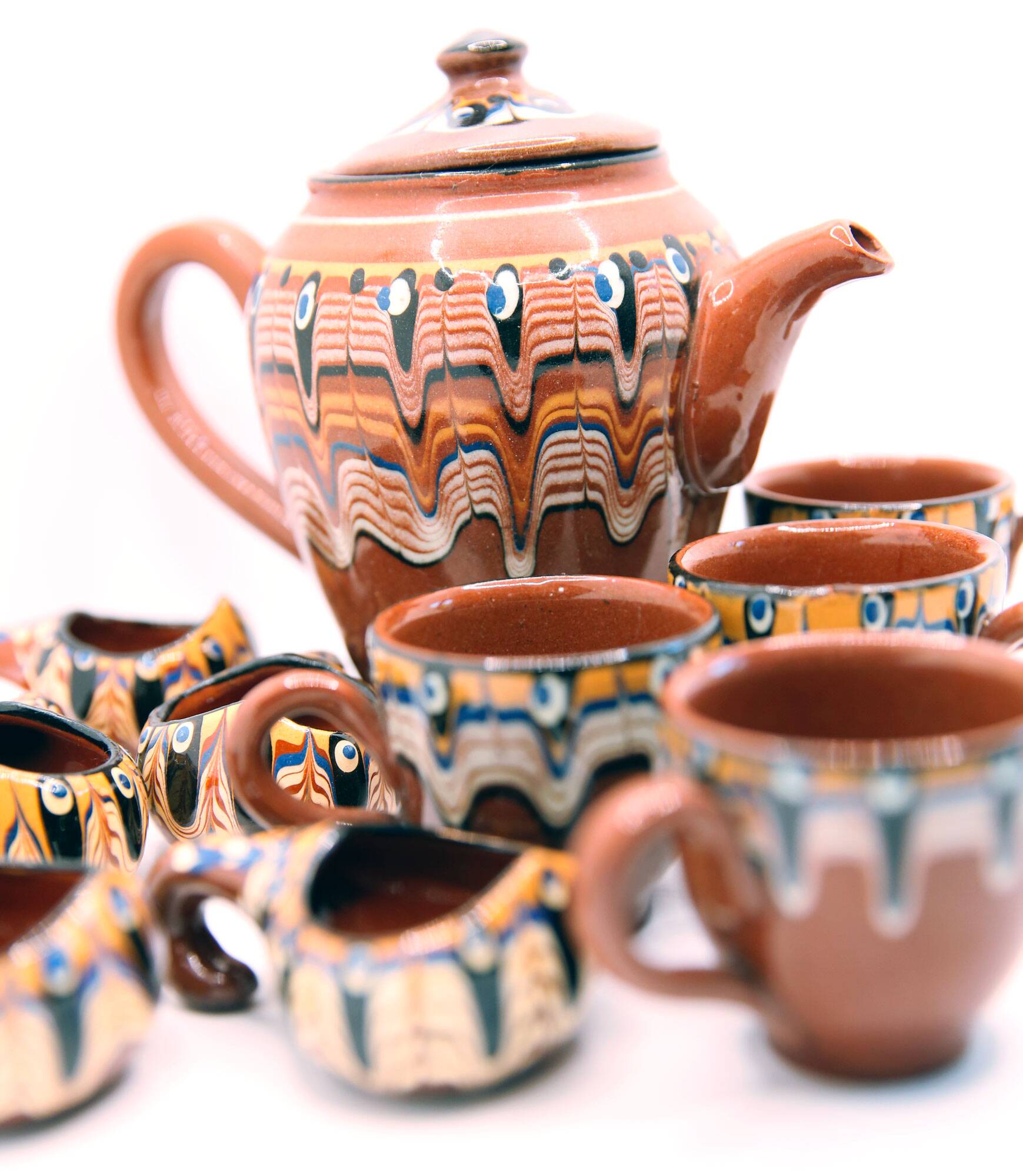Tea or coffee set and handmade ceramic liquor from Bulgaria
