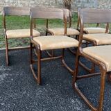Set of 6 vintage baumann 1970 sled chairs