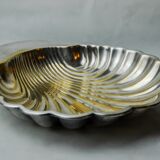 Vide poche coquillage, laiton, plaqué argent, Espagne, 1970