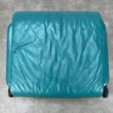 Postmodern design armchair and ottoman, 80s leather