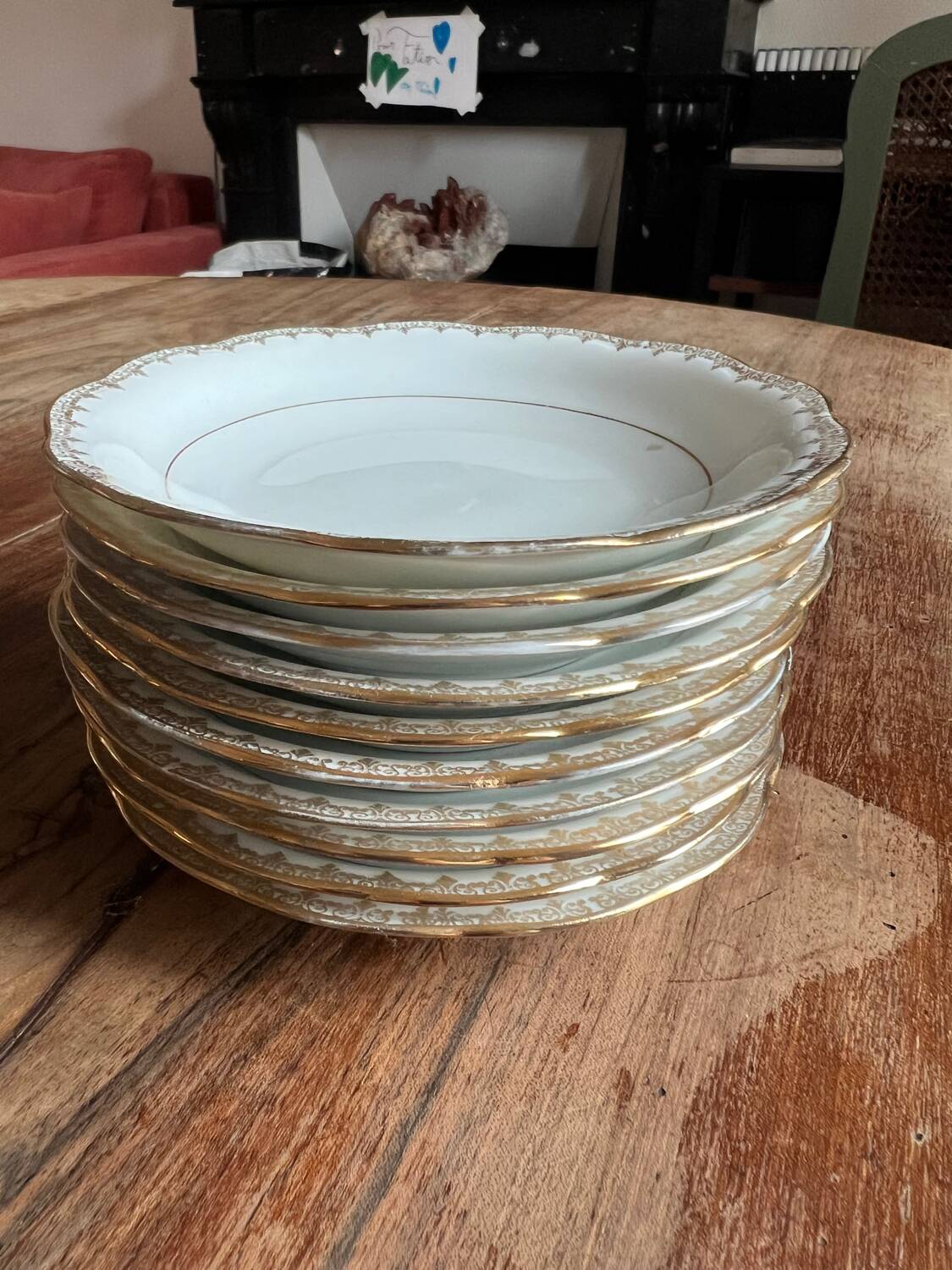 Set of 10 very small soup plates - Pommier Dureil 72 - Porcelain