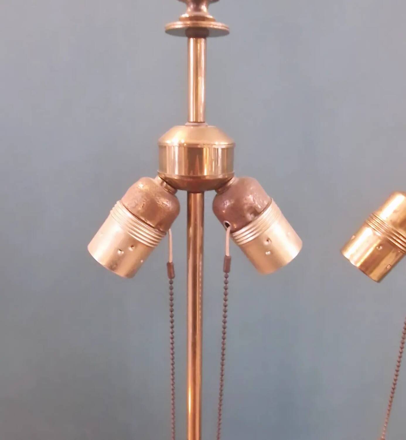 Large pair of 70s gold metal table lamps