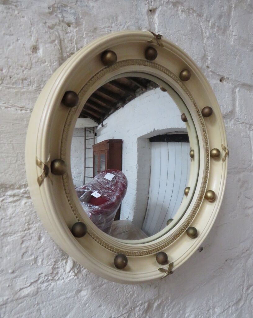 Vintage english butlers porthole convex mirror