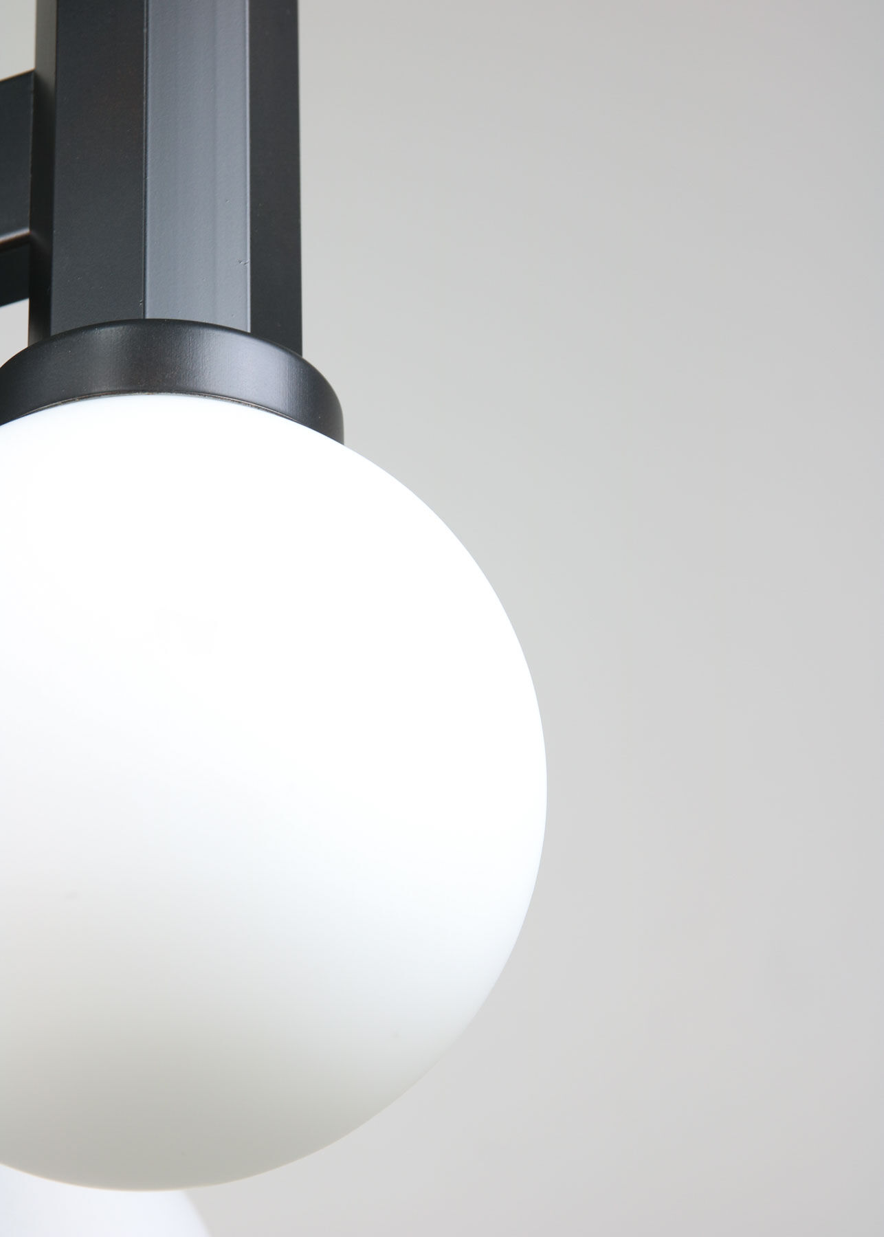 Vintage Geometric Black and Opaline Glass Ceiling Lamp