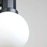Vintage Geometric Black and Opaline Glass Ceiling Lamp