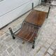 Wrought iron and leather coffee table, brutalist style, 1970s
