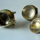 Metal teapot gold plated, inside silver plated, with milk pot and sugar bowl as a set, vintage