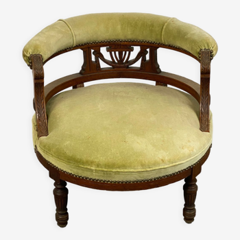 Empire armchair old green velvet