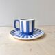 Vintage fox trott coffee cup sarreguemines, art deco striped service.