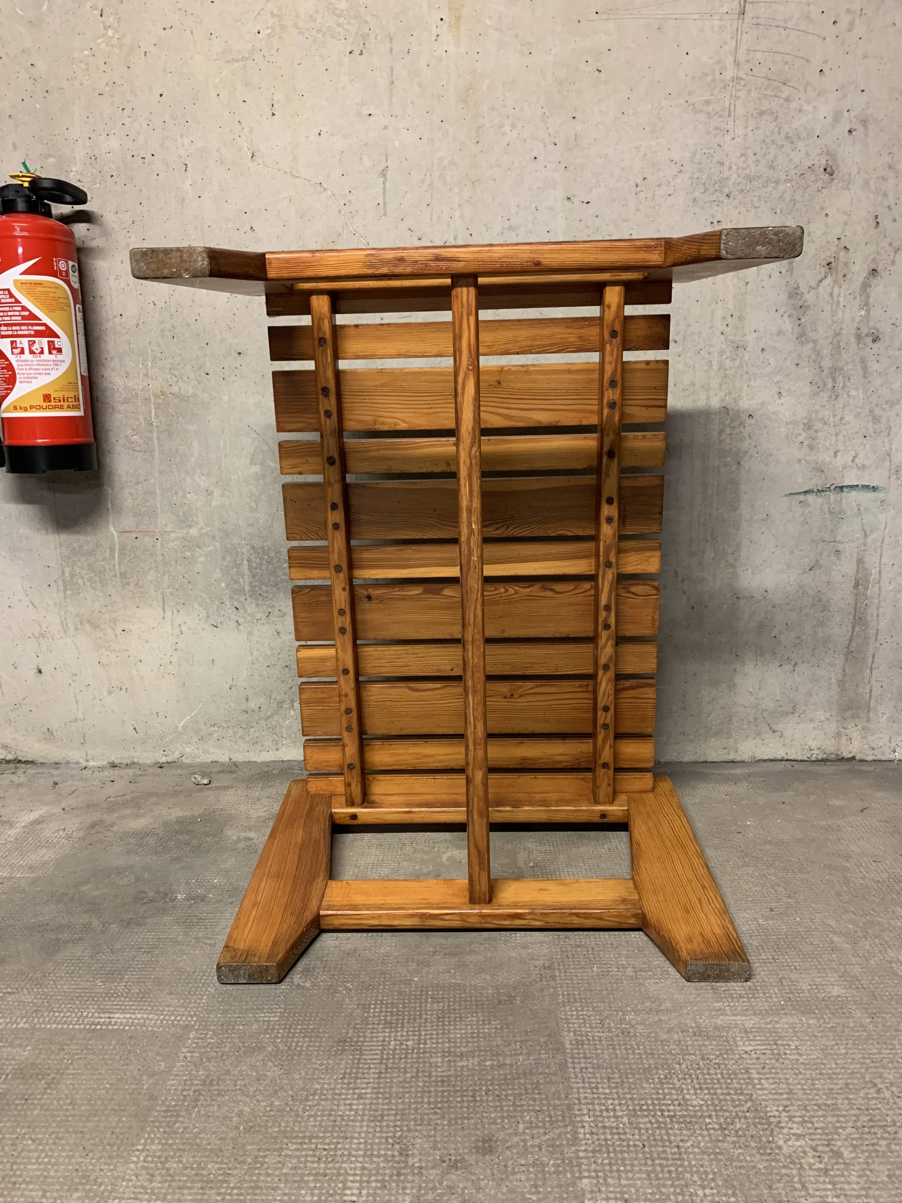 Vintage Pine Coffee Table, Reconstruction Period, Brutalist Design
